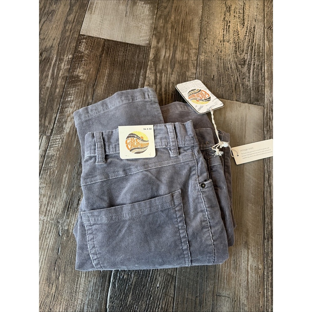 Mens‎ C&C California Gray Corduroy Pants Size 34x32 (30) Chinos Cords